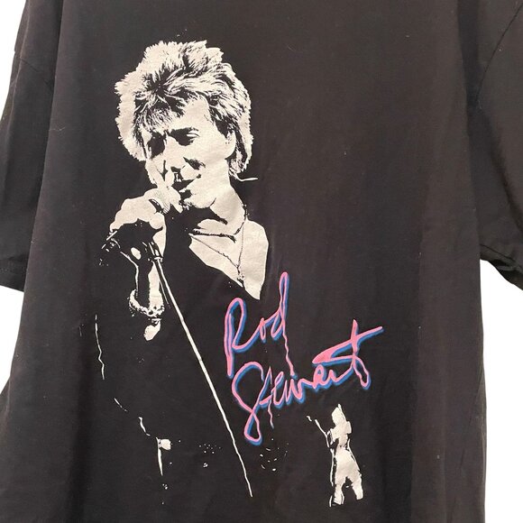 Rod Stewart 2018 Tour Black Graphic T-Shirt Unisex Short Sleeve Cotton Large - Picture 2 of 4